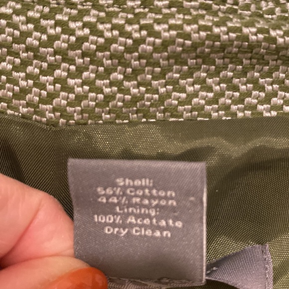 Ann Taylor cropped blazer 3/4 sleeve pleat in back green herringbone - Picture 6 of 6